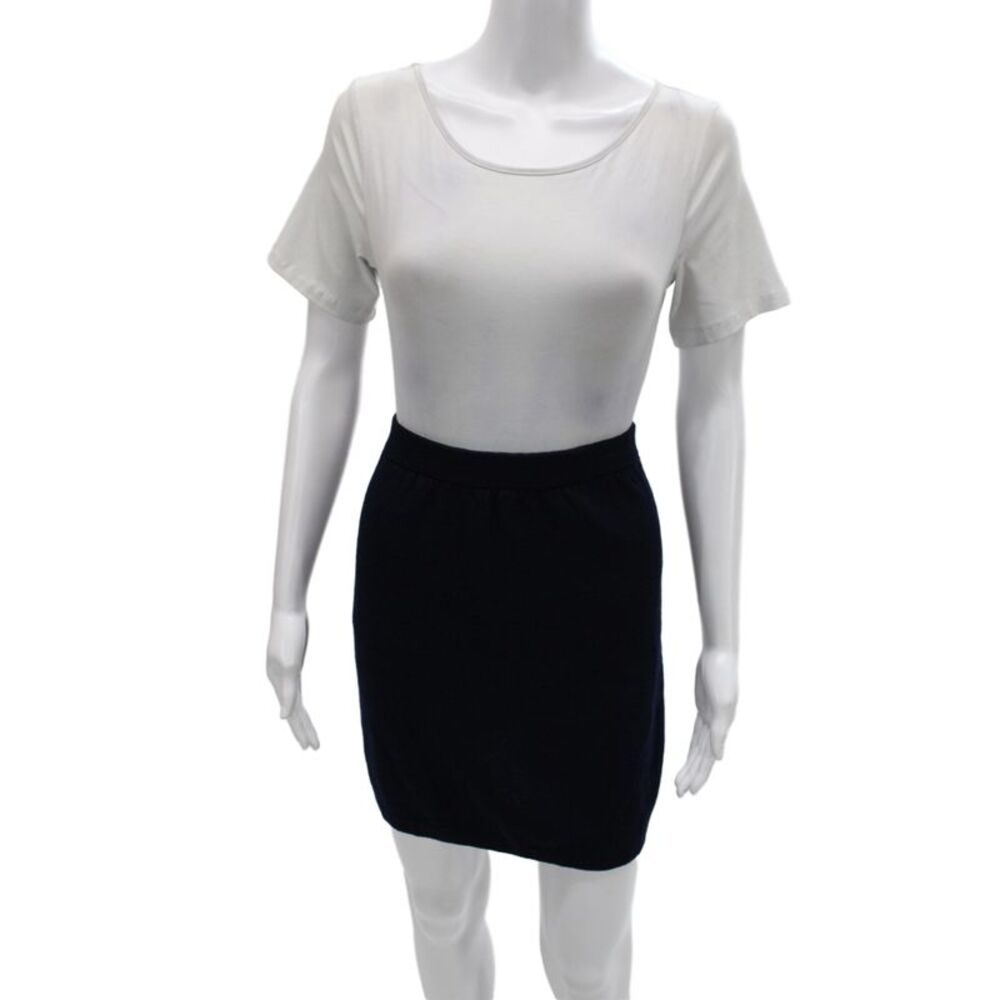 St. John Basics Womens Mini Pencil Skirt Dark Blue Cotton Size 12